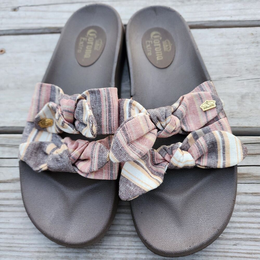 Corona Extra Womens Size 9-10 Sandals Flip Flops Slides Pink And Brown